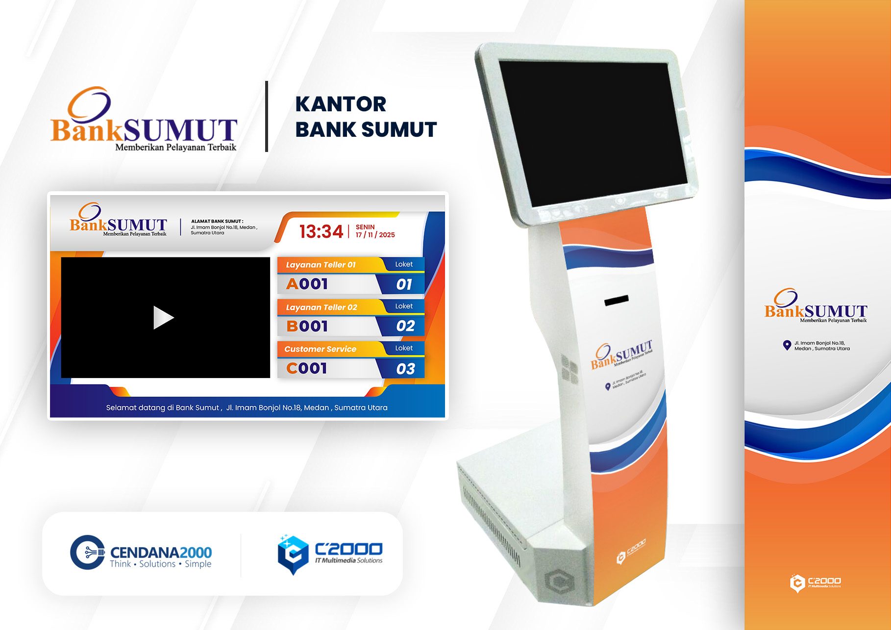 Mockup Desain KiosK Antrian Bank Sumatra Utara (Bank Sumut)